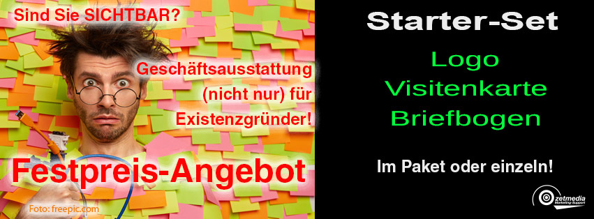 Existenzgruender Starter-Angebot für Logo, Visitenkarte und Briefpapier zum Festpreis