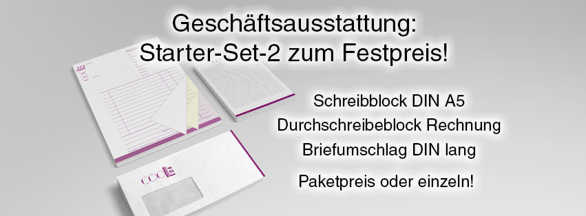  Starter-Set-2 für Schreibblock, Briefumschlag und Rechnungsblock zum Festpreis