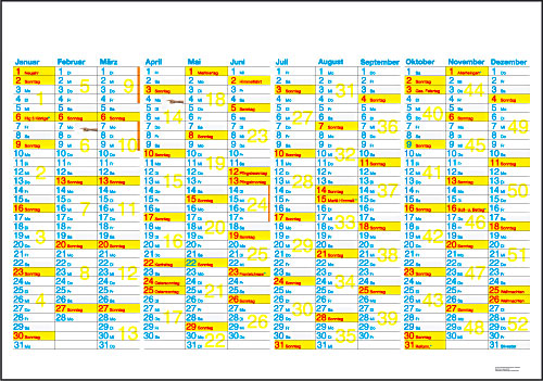 Wandkalender-D-12-Schriftfarbe individuell