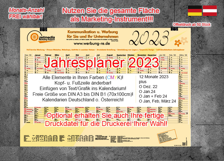 bestellen Sie Ihren Jahresplaner 2023 / Wandkalender 2023