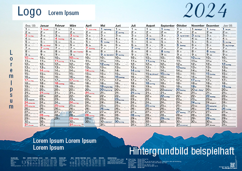 Wandkalender - Kalendarium auf vollflächigem Bild