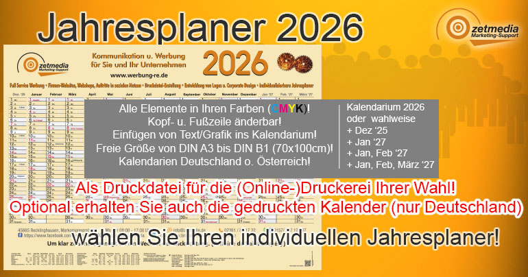 individuelle Wandalender 2026 / Jahresplaner 2026