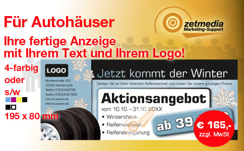 fertiges Anzeige-Layout fuer Autohaeuser